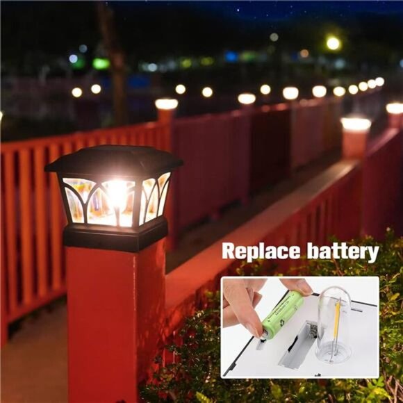 Solar Post Cap Lights Outdoor 4Pack, with Edison LED Bulbs, 2 Brightness Setting - Picture 4 of 7